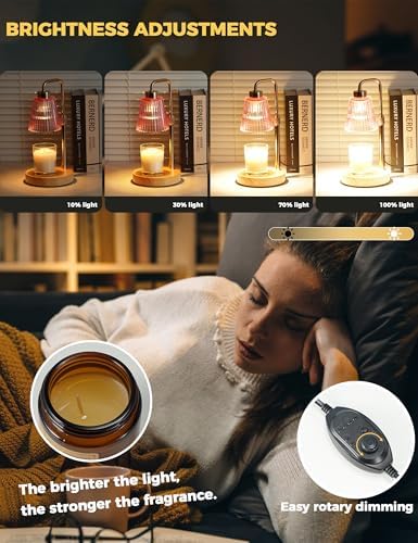 Pink Candle Warmer Lamp with 24h Cycle Timer, Dimmable Wax Melt Warmer - Image 3