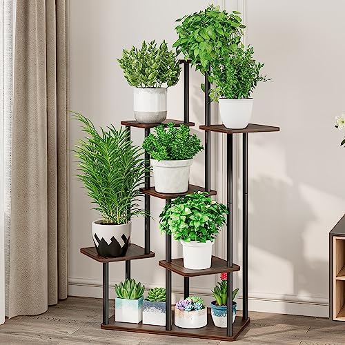 AZERPIAN 7 Tier Tall Plant Stand Indoor Corner Tiered Shelf Metal MDF Board - Image 2