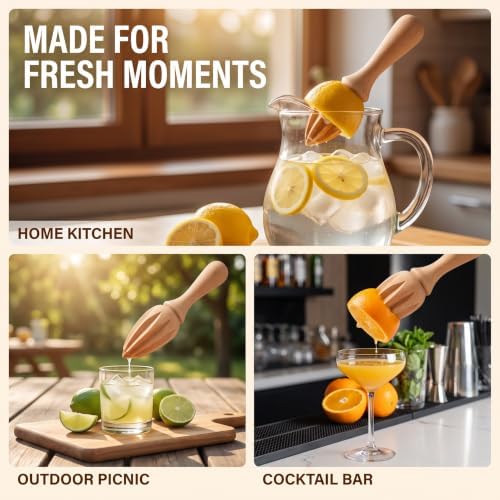 Wooden Citrus Juicer - Handheld Manual Lemon/Orange Reamer | Portable Fruit Squeezer Tool for Home,Cafe and Bar,Kitchen Utensils,Bartender Accessories,Juicer Easy to Hold for Daily Home Restaurant - Image 5