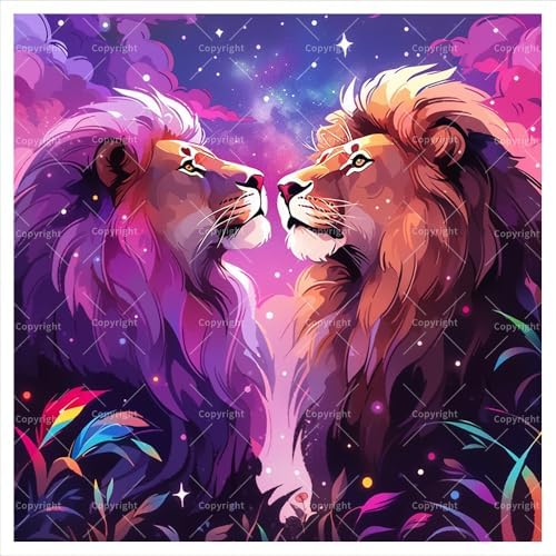 TAOPAOLAB Two Lions at Night Digital Painting Kit for Adults - DIY Colorful Wildlife Oil Painting on Canvas 7.87x7.87In, Framed Acrylic Paint Kit, Good for Beginners, Home Decor or Gift Artwork by Unknown