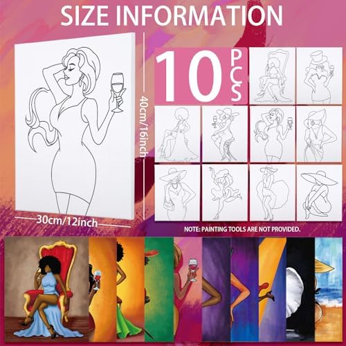 Nuberlic Sip and Paint for Girls Hangout Pre Drawn Canvas Paint for Adults - Image 2