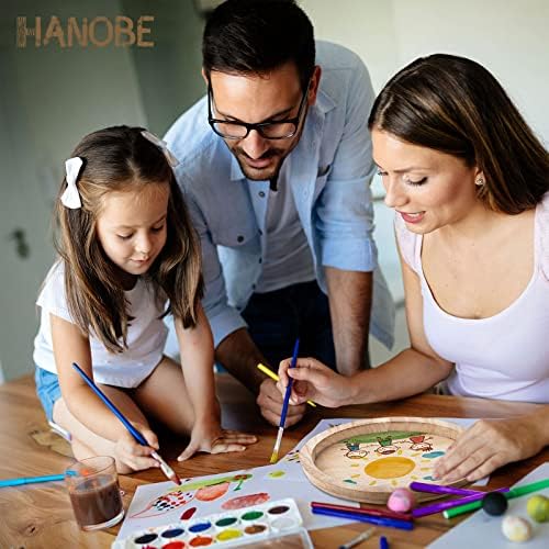 Hanobe Unfinished Round Wooden Craft Trays for DIY, 2PC Decorative Plate - Image 3