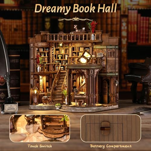 Premium Book Nook Kit, Dreamy Victorian Reading Hall Wooden Bookend with LED Lights, Elegant Luxury 3D Diorama, Aesthetic Home Decor Craft Gift for Women & Adult Collectors 14+ - Image 6