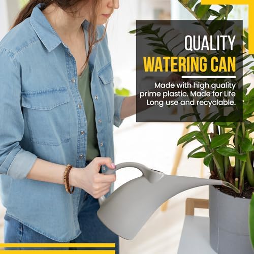 KP KOOL PRODUCTS Watering Can 1/2 Gallon - Small Watering Can for Indoor Plants - Outdoor Watering Can - Gray Plant Waterer - Plastic Watering Can for Garden - 1 Pack - Image 3