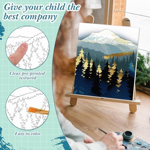 Sherr 12 Pcs Pre Drawn Canvas for Adults,Mountain Lake,8 x 10 Inch - Image 3