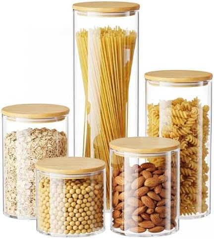 5 Pack MultiSize Glass Jar with Lid, Coffee Storage Canister for Candy by OneDream