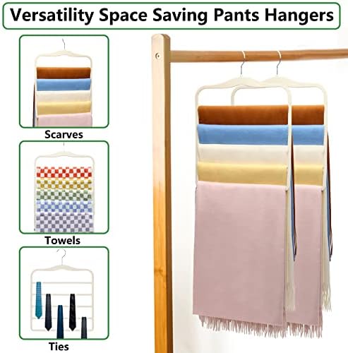 Pants Hangers Space Saving,Organization and Storage for Dorm Room Essentials for College Students Girls,Non-Slip Velvet Hangers,Multifunctional Pant Hanger Closet Organizer for Trousers Scarf-3 Pack - Image 6