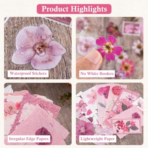 RISYPISY 100Pcs Floral Scrapbook Supplies Kit for Junk Journal - Image 6