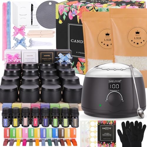 SAEUYVB Candle Making Kit for Adults with Hot Plate, DIY Starter Soy Candle Making Supplies/Kit - Perfect as Home Decorations（Black） by SAEUYVB