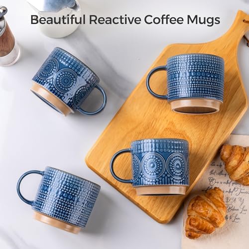 GBhome 16 oz Coffee Mugs Set of 4, Stackable Ceramic Coffee Cups Set - Image 4