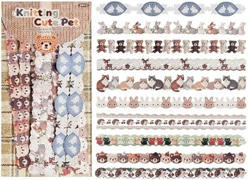 20Pcs Vintage Stickers,Aesthetic Long Strip Paper Border Decorative Sticker for Adult Card Making Letters Planner Scrapbooking Journaling Junk Journal Water Bottles Art Craft,Knitting Cute Pet by Bestartsuppliesforyou