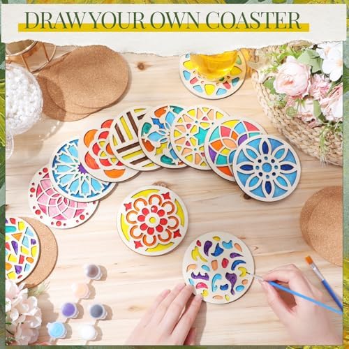 Reallnaive Wood Coasters Painting Kit DIY Craft, 24 Pcs, Mandala - Image 4