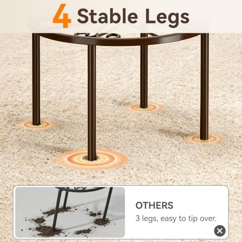 bussdis 1 PCS Plant Stand,-Heavy Duty Metal Stand Decorates Plants, Anti-Rust Flower Pot Stand, Round Plant Rack for Room Indoor and Outdoor Courtyard,Gardens, Brown. - Image 4