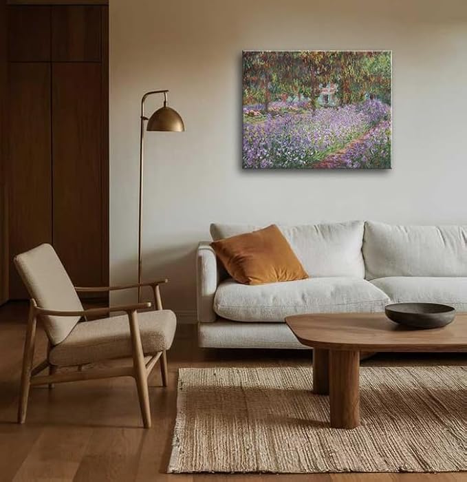 weiyiart Irises in Monet's Garden Canvas Wall Art,1900 by Claude Monet Painting Impressionism Art Print Picture Artwork for Living Room Bedroom Home Kitchen Decorations