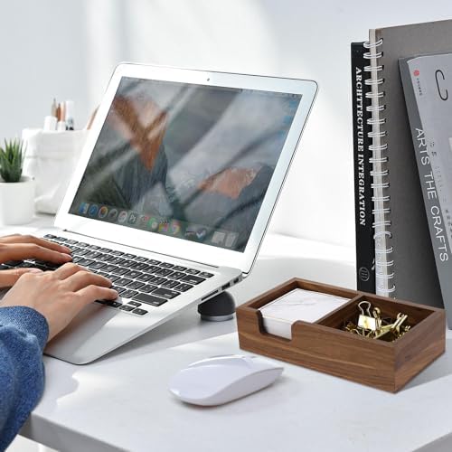MultiBey Walnut Sticky Note Holder for Desk - 2-in-1 Organizer with Paper Clip Tray & 3x3 Post It Dispenser, Wood Self Stick Memo Pad Holder Dispenser Supplies Organizer for Office Home Schools - Image 7