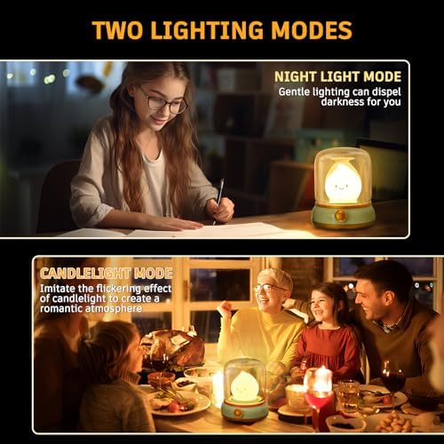 VoMii Ghost Campfire Desk Lamp Cute, Small Bedside Table Lamp Dimmable, 2 Modes Warm Night Light with Timer, Cordless Rechargeable Battery Night Light for Kids Teens, Vintage Ambient Light - Image 3