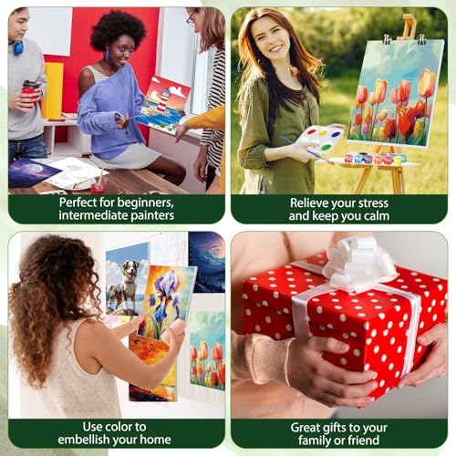 Zhanmai 20 Set Pre Drawn Canvas Painting Kit, Flora and Fauna Scenery - Image 5