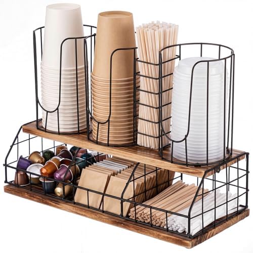 Geelin 18oz Adjustable Coffee Cup Dispenser with Wooden Base by Geelin