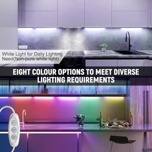 RGB Light Bar with Color Memory & Dimmable Brightness for Monitor/Desk, Under Cabinet Lights with 8 Colors & Dynamic Modes, Magnetic Installation for Kitchen, Room, Shelf, USB Powered - Image 2