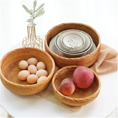 Handwoven Wicker Baskets Set handwoven wicker baskets are beautifully crafted to bring stylish touch to your home. Perfect for organizing daily items to any space. (Large) - Image 3