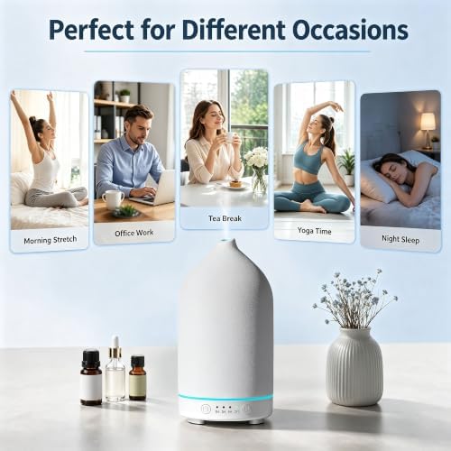Gooamp 200ML Ceramic Essential Oil Diffuser for Home, Stone Diffuser - Image 6