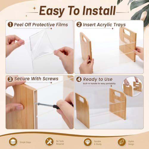 Marsui 3 Tier Desk Paper Organizer, Bamboo & Acrylic Letter Trays Classroom - Image 4