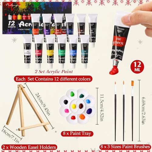 Cholemy 36 Pcs Paint and Sip Kit Gift for Adults 8''x10'',Christmas B - Image 4