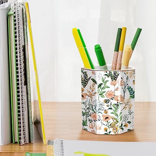 Cute Ceramic Pen Holder for Desk, Pencil Cup Pot, Makeup Brush Holders, Desk Accessories & Workspace Organizers for Home, Office, White Flower - Image 4