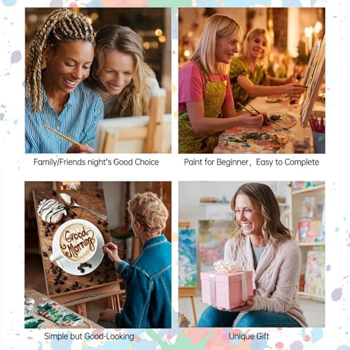 Coffee Latte 6 Pcs Adults Paint By Numbers Kits Brown Tone Coffee Art for Beginners DIY Acrylic Oil Number Painting Kits for Adults Paint by Acrylic on Canvas for Latte Lover 8x12 Inch Frameless - Image 6