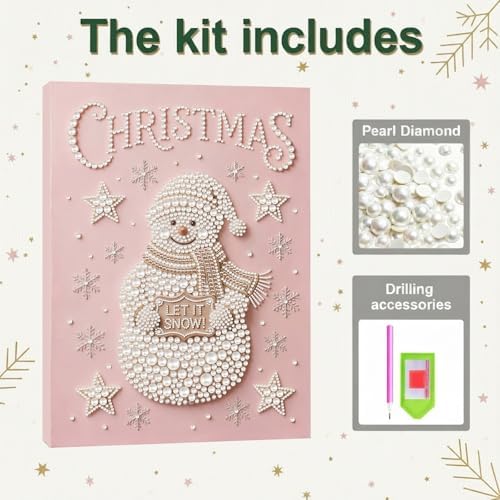 DIY Pearl Painting with Frame Christmas Creative Design Handmade Healing Home Wall Decoration Tools Included-Snowman - Image 6