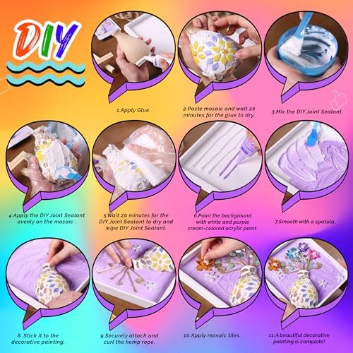 Joyclub DIY Vase Mosaic Painting Kit Mosaic Kits for Adult with Vase Flower - Image 4