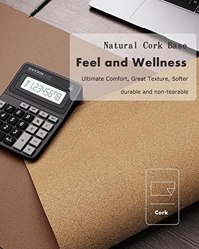 YSAGi Double-Sided Desk Pad, Leather Desk Mat, Eco Cork Desk Pad Protector,Large Mouse Pad,Waterproof Desk Blotter for Office/Home (Coffee+Cork, 47.2" x 23.6") - Image 3
