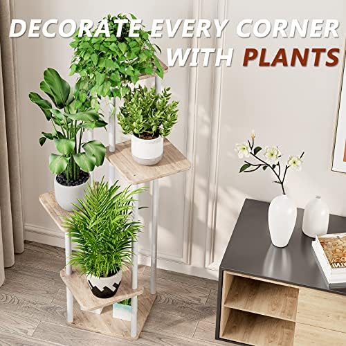 AZERPIAN 5 Tier Tall Plant Stand Indoor Corner Tiered Shelf Metal MDF Board - Image 5