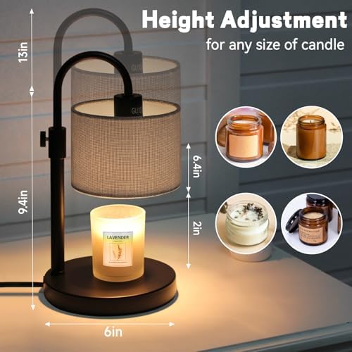 FINCMY Candle Warmer Lamp with Timer, Adjustable Height Candle Wax Warmer Candle Lamp Warmer for Jar Candles, Home Decor House Warming Gifts Compatible with Various Candles (Gray) - Image 4