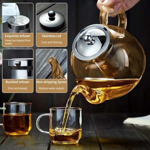 DOPUDO Glass Teapot with Infuser, 40 oz Borosilicate Tea Kettle - Image 4
