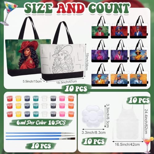Locmeo 10 Set Paint and Sip Canvas Bags Pre Drawn Kit,Couples - Image 4