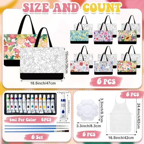 Geetery 30 Pcs Paint and Sip Canvas Bags Pre Drawn Kit, Flower - Image 2