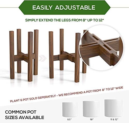 Sophia Mills Mid Century Plant Stand - Solid Wood Item Stand Handmade with Acacia - Fits Medium & Large Pots Sizes 8 to 12 inches (Not Included) (Adjustable Width: 8-12 inches, Dark Brown) - Image 3