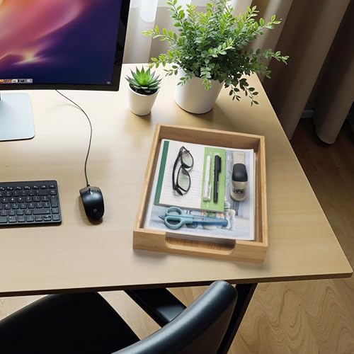 Bamboo Letter Tray, Wood Desk Tray, Wooden Desk Organizer, A4 Paper, Document, File, Mail, Magazine Storage Basket for Office, Classroom, Home Desktop - Image 5