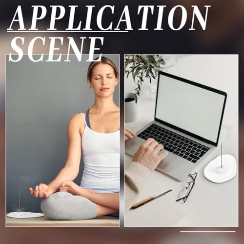 1Pc Ceramic Incense Burner White Oval Incense Holder Incenses Sticks Holder Sturdy Incenses Burner Ash Catcher with 1Pcs Resin Plate for Home Office Livingroom Work Relaxation Meditation - Image 4