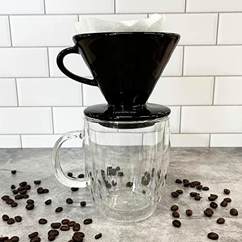 The London Sip Ceramic Coffee Dripper Pour Over Ceramic Coffee Maker, Coffee Slow Brewing Accessories for Home, 1-2 Cup, Black - Image 3