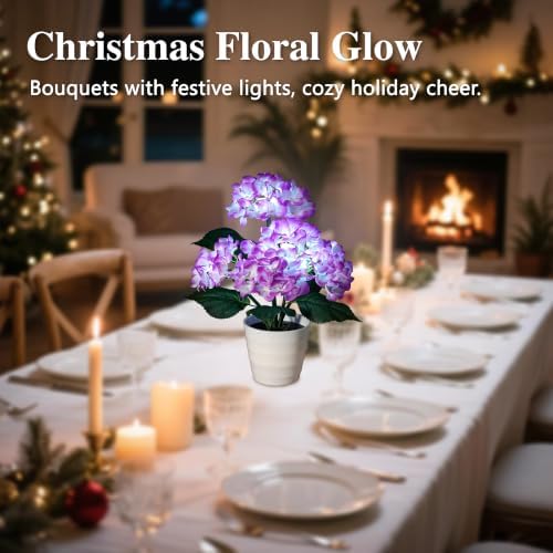 Purple Hydrangea Flower Table Lamp Decor Gifts for Women Birthday - Image 7
