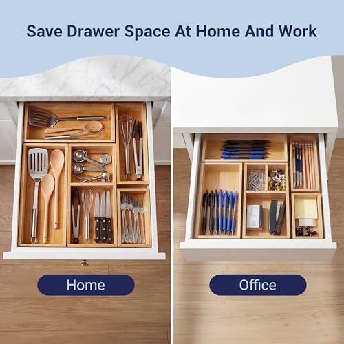 happimess Eldora 5-Piece Handcrafted Bamboo Drawer Organizers, Natural - Image 4