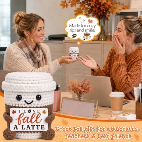 Fall Gifts for Women Men Boss Coworker, Fall Basket Crochet Coffee Mug Cup - Image 3