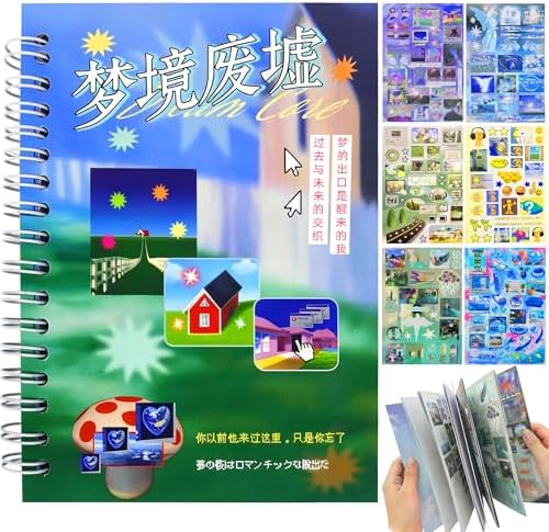 TikTok Viral Dreamcore Sticker Book– Japanese Retro Sticker Book with 30 Unique Pages, 9 Shiny, 12 Matte & 9 Smooth Sheets, Scrapbook Book for Journaling, DIY, Laptop & Phone Decoration（Dreamcore 3） by Unknown