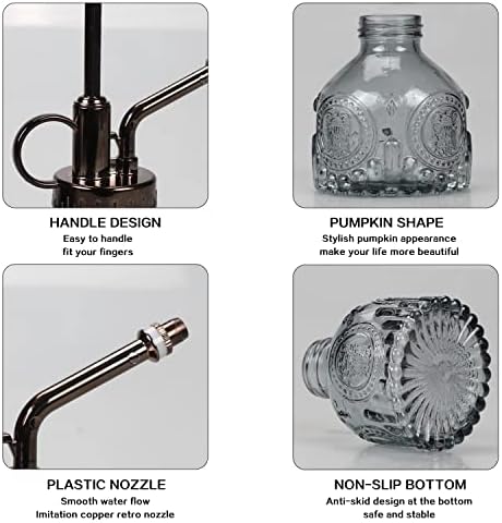 TOMEX Glass Plant Mister Spray Bottle 200ML Vintage Style Plant Spritzer Small Sprayer Mister Succulent Watering Bottle with Top Pump Watering Can for Indoor Outdoor House Plants,Flowers (Grey) - Image 3