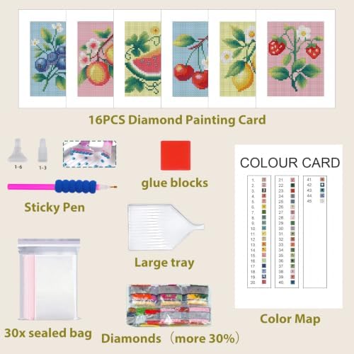 Aestalrcus 6 Pcs Small Diamond Art Kits Fruits Diamond Art Kits for Adults - Image 4