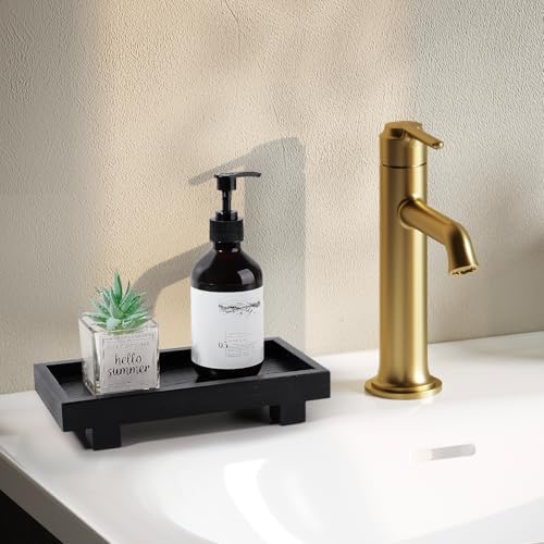 Bathroom Counter Tray Wooden Riser Display Kitchen Soap Holder, Black - Image 6