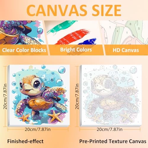 Sea Turtle Paint by Numbers Kit for Kids, 8x8 inch - Image 2