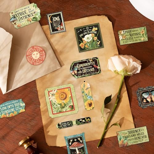 Cottagecore Stickers Vintage Nature - Botanical Mushroom & Sunflower Waterproof Vinyl for Adults | Journal Planner Decor | Laptop Water Bottle Scrapbooking - Image 3